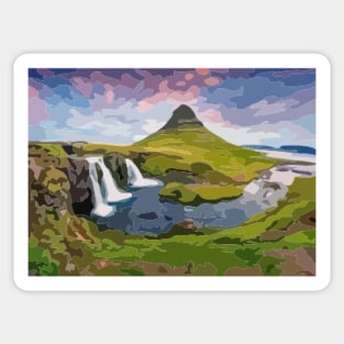 Mount Kirkjufell Painting Sticker